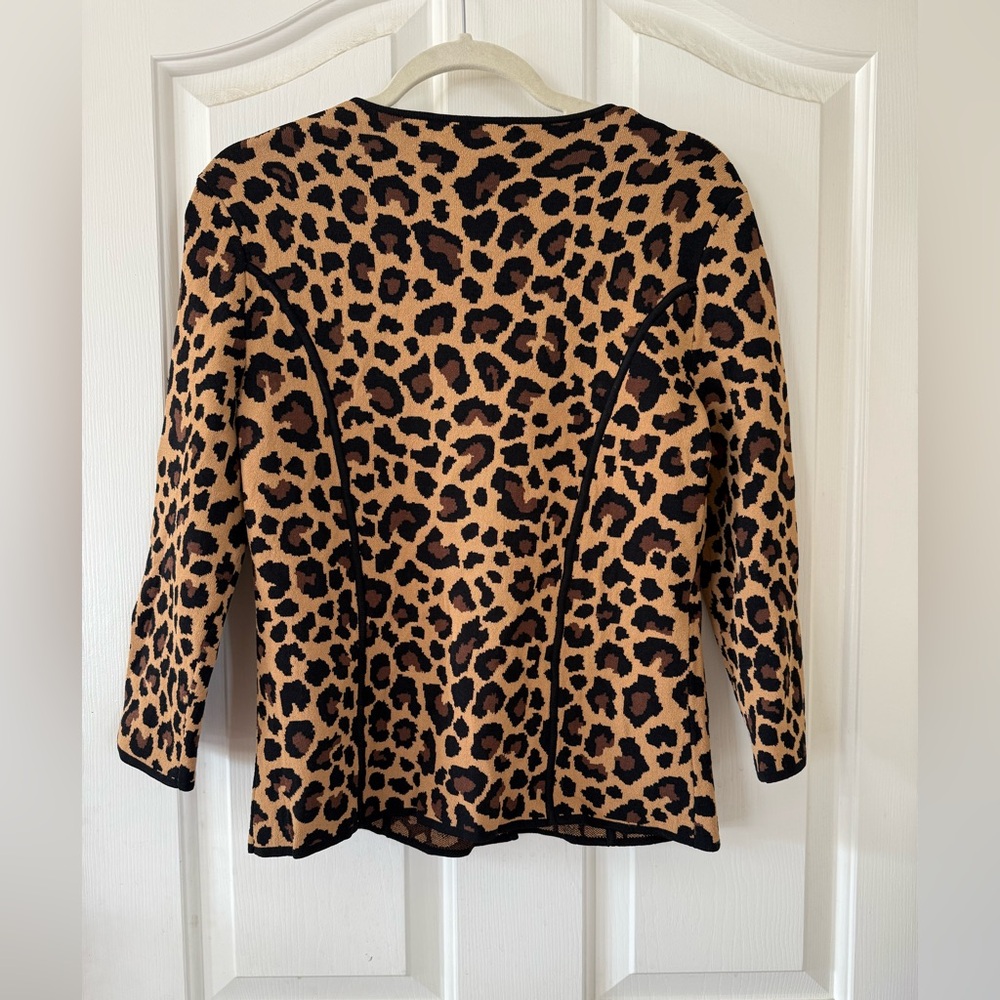 Jones New York Signature Leopard Print Cardigan - Picture 2 of 8